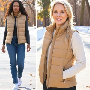 Snobbish Tan Zip Up Puffer Vest with Pockets Size Large NWT